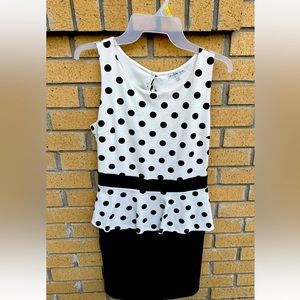 Black & White Polka dot Peplum Dress